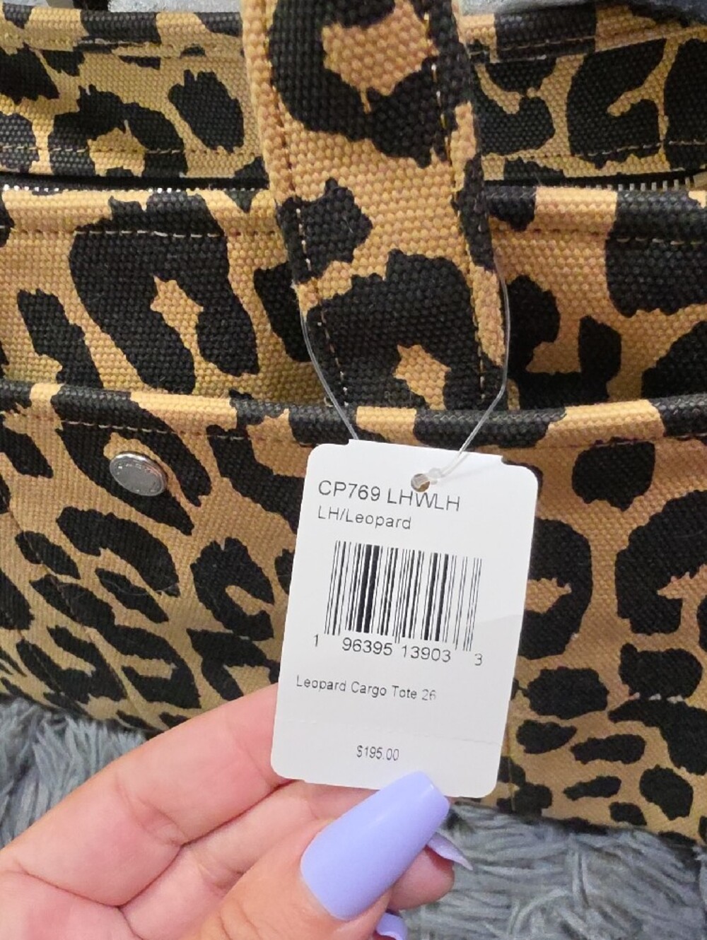 Coach Leopard-Print Mini Tote in Tan and Black with Script Logo - Picture 6 of 7